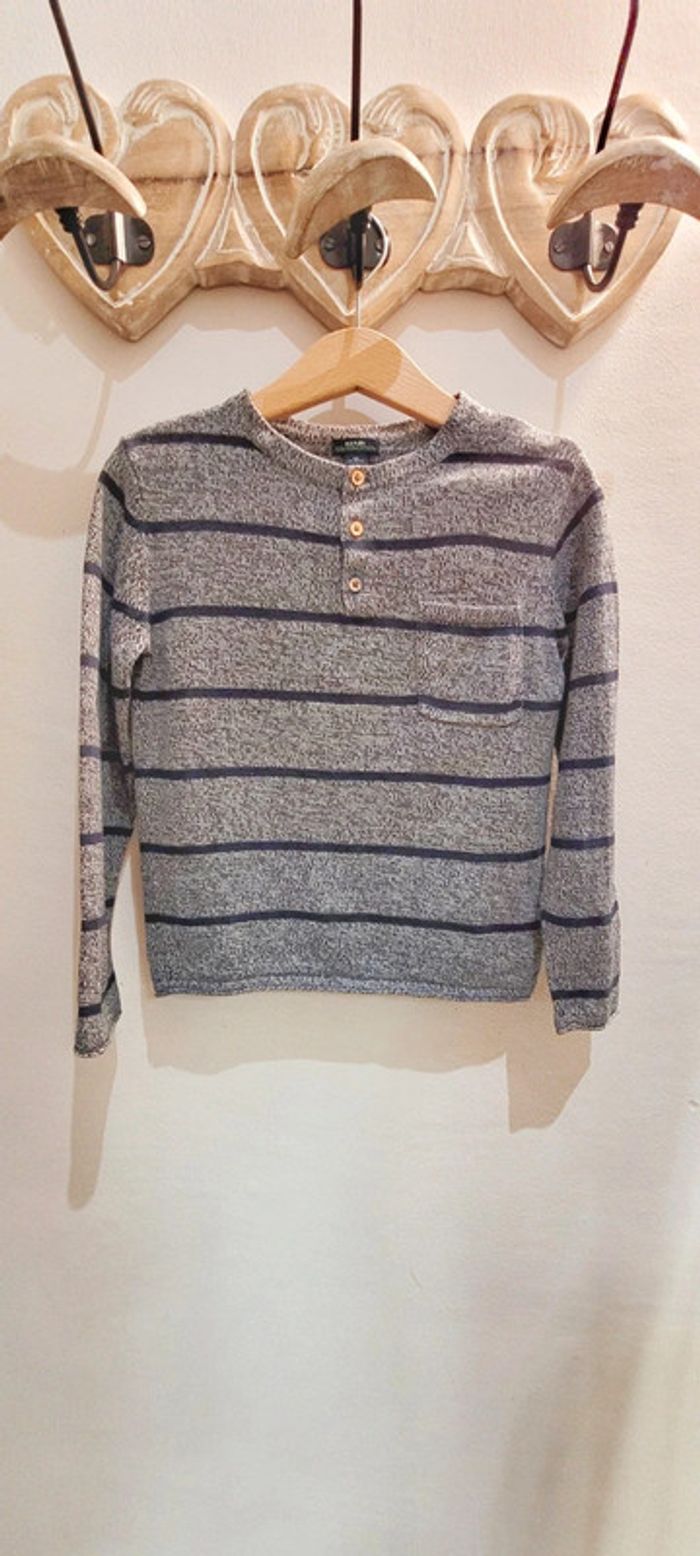Pull marinière gris