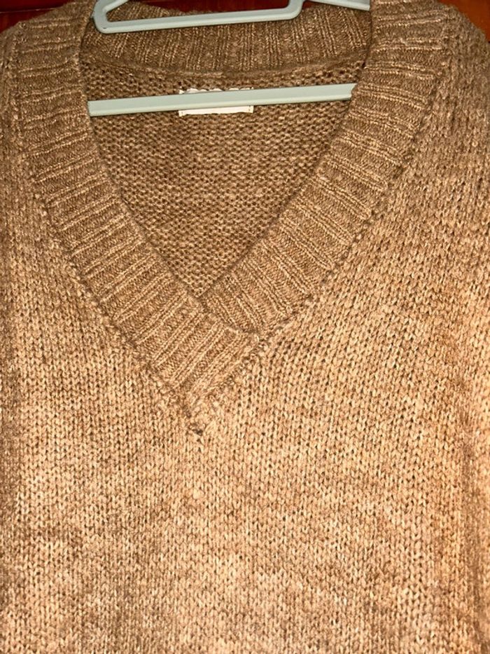 Robe pull/tunique maille marron col v April Vintage - photo numéro 2