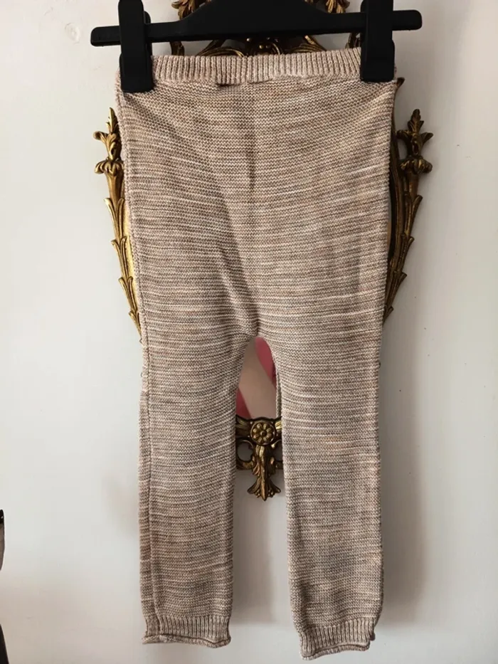 Legging maille envers de coton beige chiné - photo numéro 4