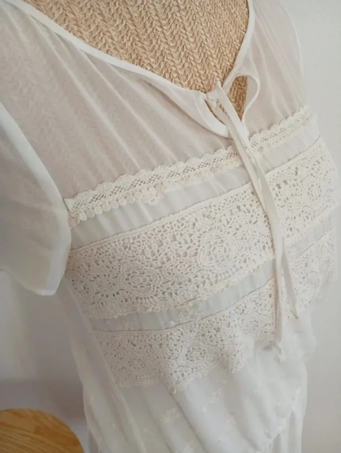 Robe blanche 36 cocktail été Massimo Dutti 86cm - photo numéro 2