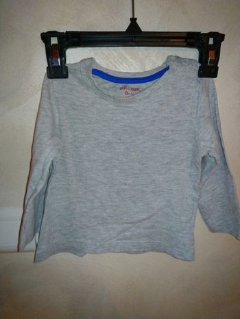 Tee shirt manches longues ou sous pull gris basic DPAM taille 12 mois