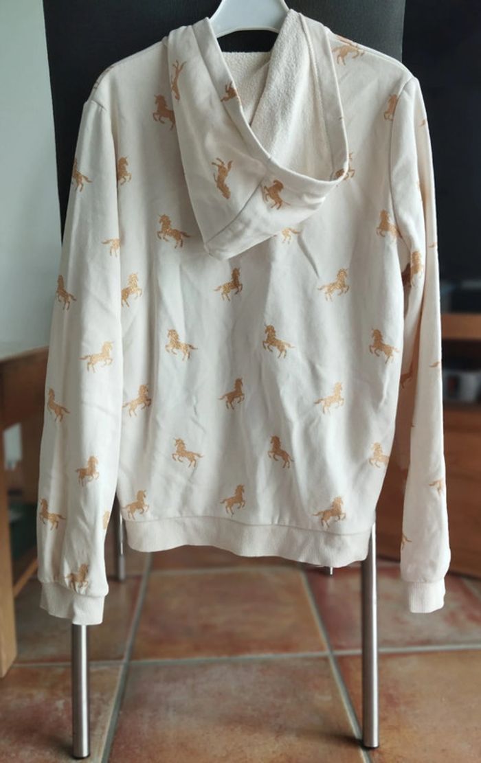 Veste zippée beige avec licornes 12 ans - photo numéro 2
