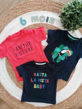Lot de trois tee-shirts manches courtes - Gémo - 6 mois