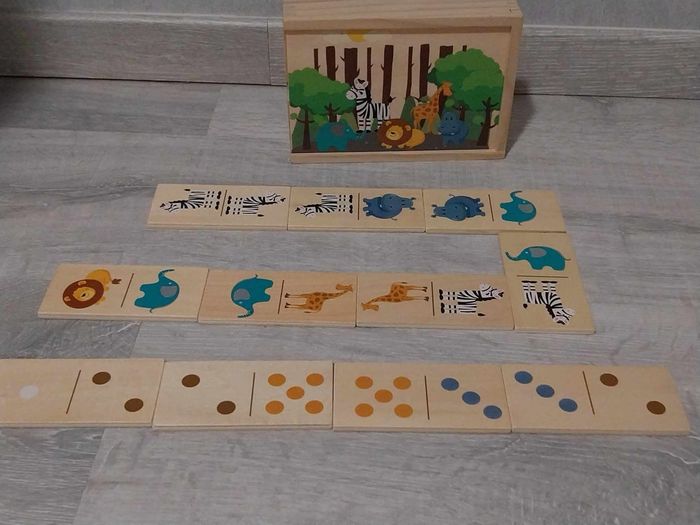 Jeu en bois domino animaux - photo numéro 2