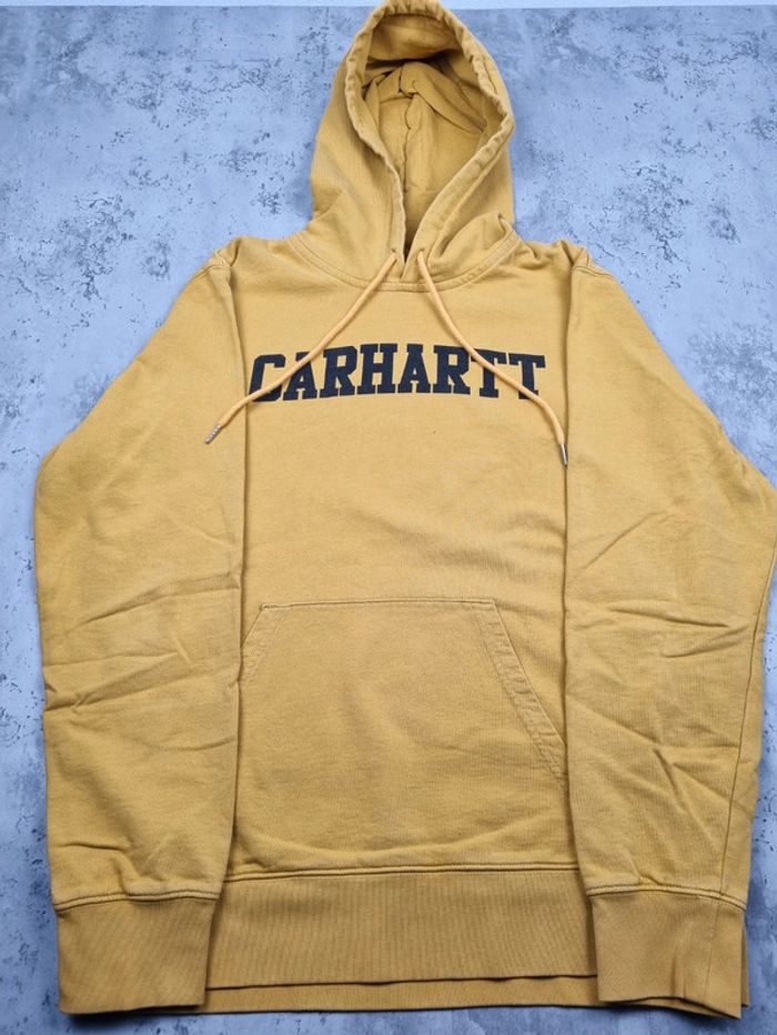 Pull capuche Carhartt jaune moutarde Taille M - photo numéro 3