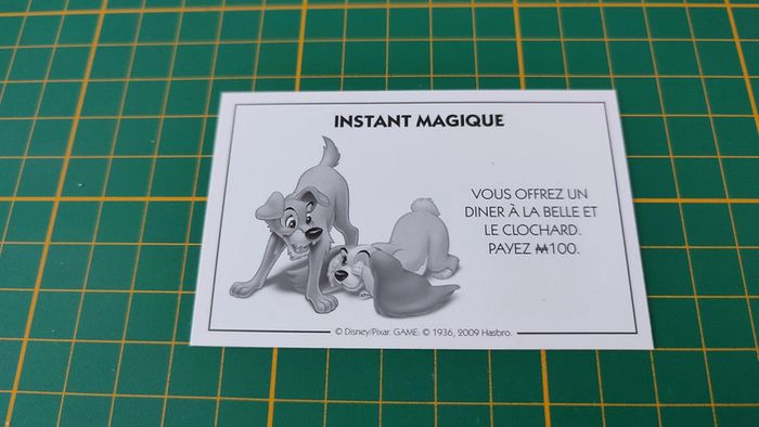 Carte instant magique un diner à la belle et le clochard jeu de société Monopoly Disney Hasbro #B94