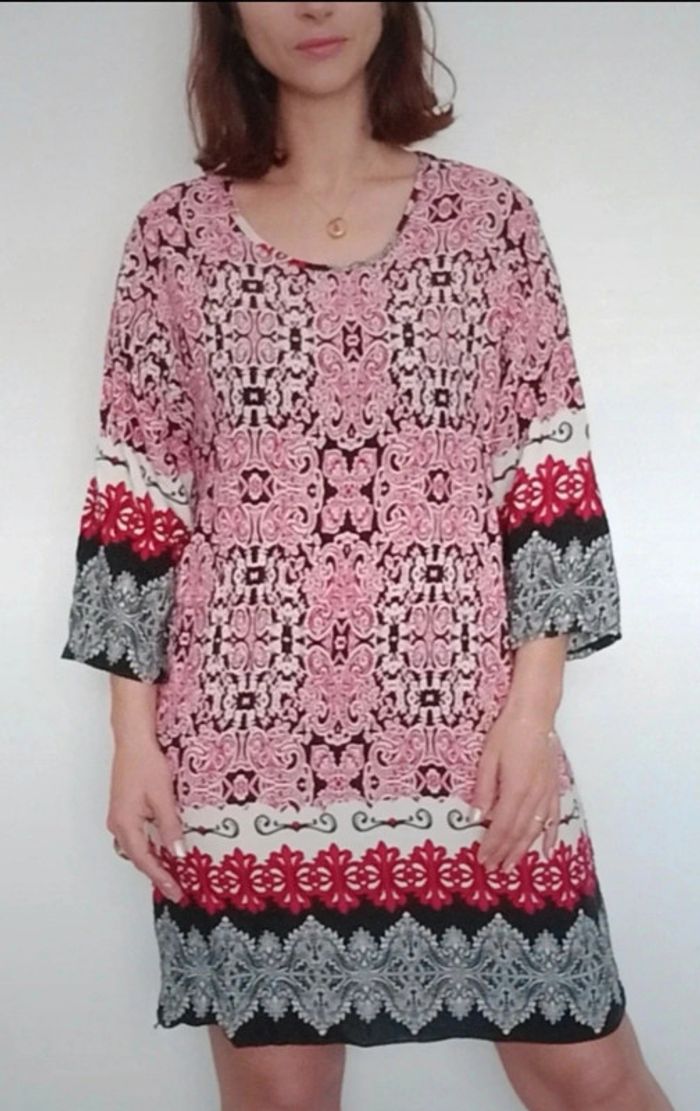 Robe mi saison ethnique casual colorée taille 40 - photo numéro 4