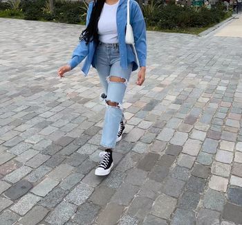 Jeans zara mom troués