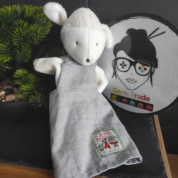 Marionnette Moulin Roty Grande Famille Albert Mouton Beige Peluche Salopette