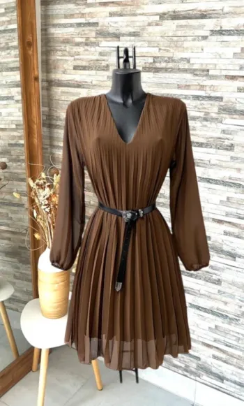 Robe marron chocolat manches longues