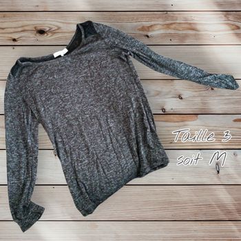 🌫️ pull léger gris Cache-cache – détail dentelle au dos – taille M 🌫️