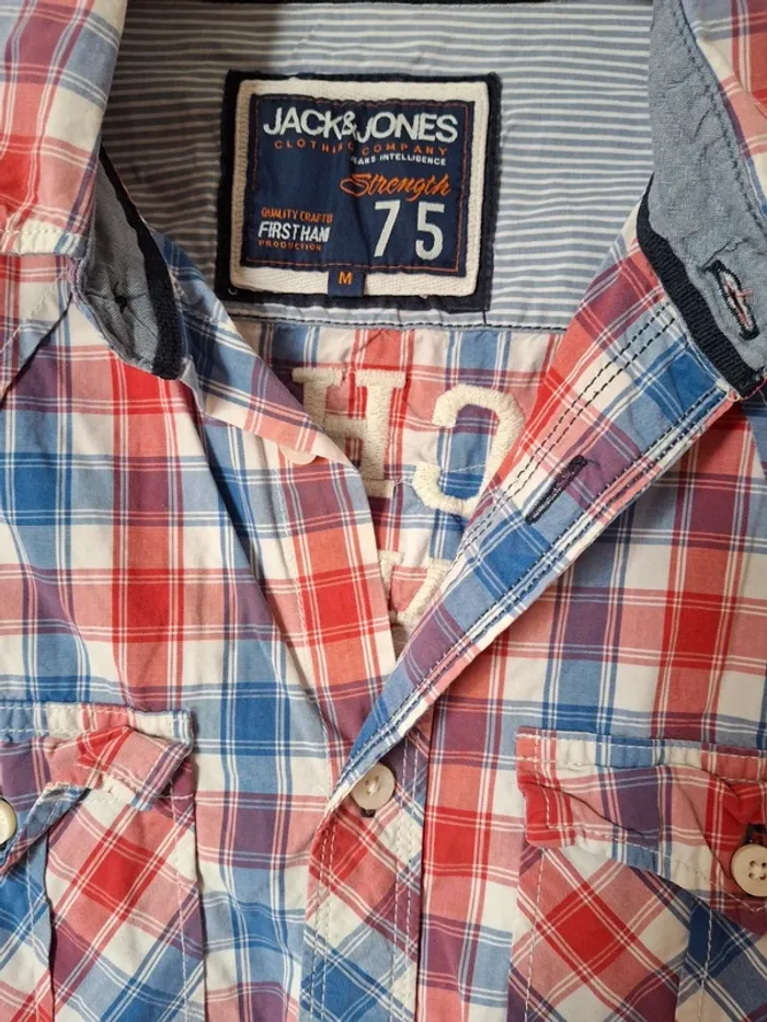 Chemise à carreaux bleu et rouge - photo numéro 2