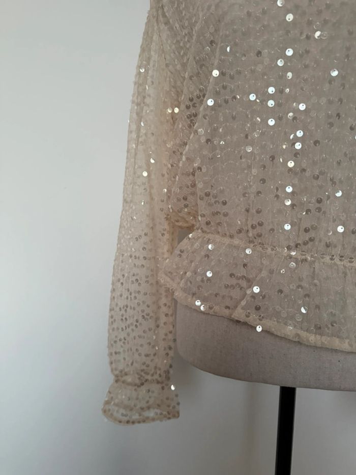 Haut blouse sequin chemise camisa Folder Camicia overhemd festa fest fête pimkie blusa T-shirt - photo numéro 3
