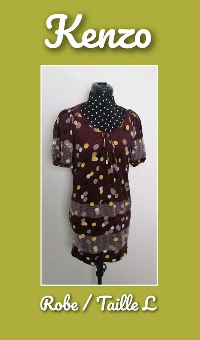 Robe d'été pois bordeaux mauve pois sequins Taille L Kenzo