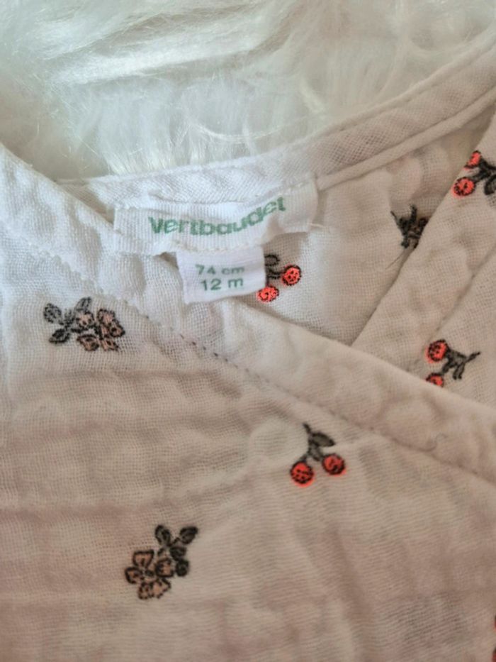 🍒 Magnifique combinaison en gaze de coton Vertbaudet 12 mois - photo numéro 3