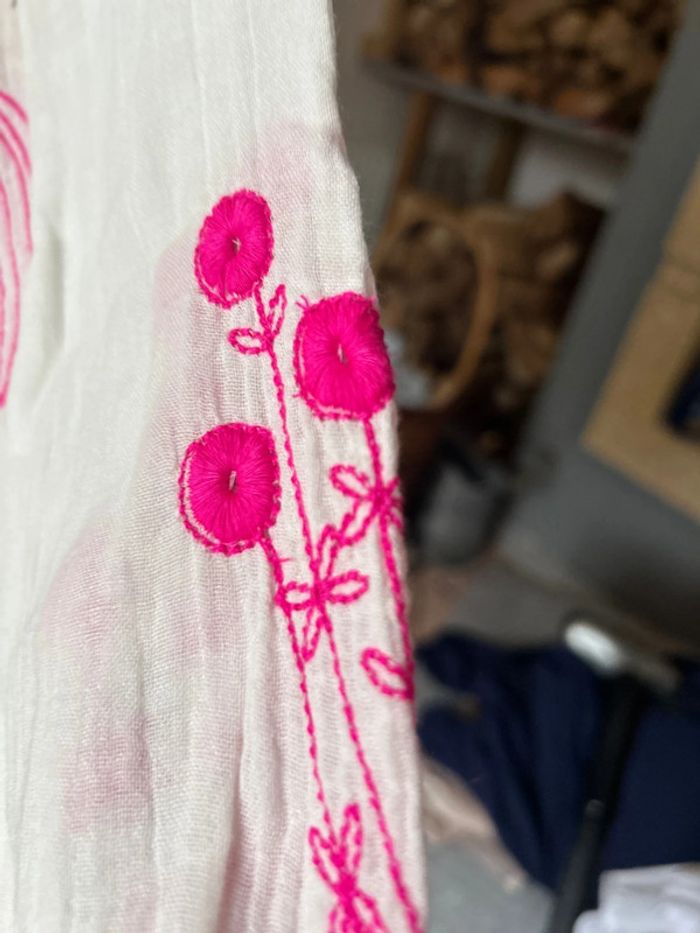Chemise ML broderies roses Toscandjoe - photo numéro 8