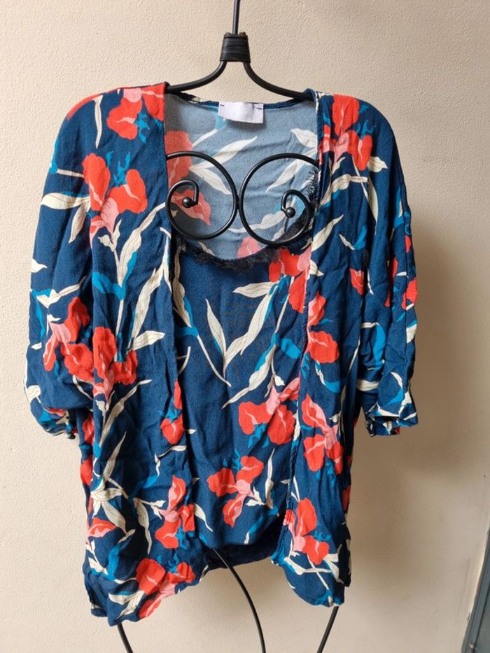 Ensemble 3 pièces bleu fleuri - photo numéro 2