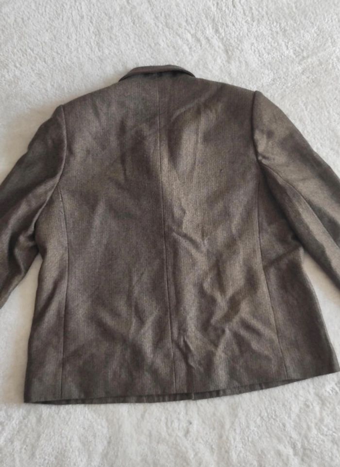 Veste Blazer Perel Paris 100% laine XL Vintage oversize beige marron made in France - photo numéro 13