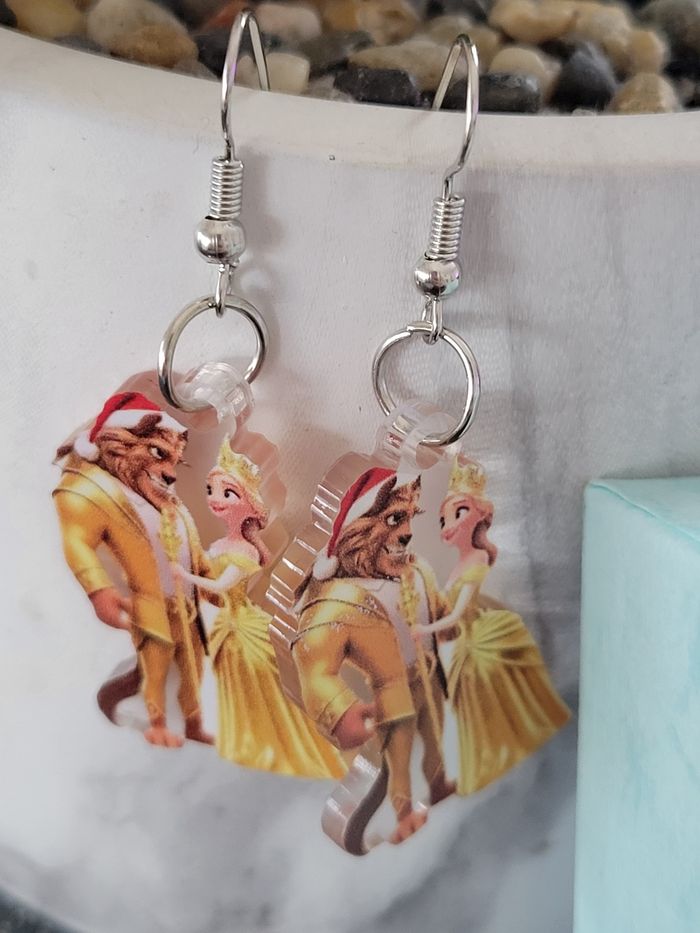 Collier et boucle d'oreilles la belle est la bête - photo numéro 3