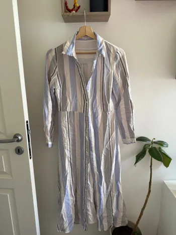 Robe chemise rayé bleue