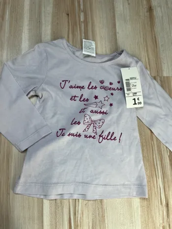 tee shirt manches longues kiabi fille 24 mois