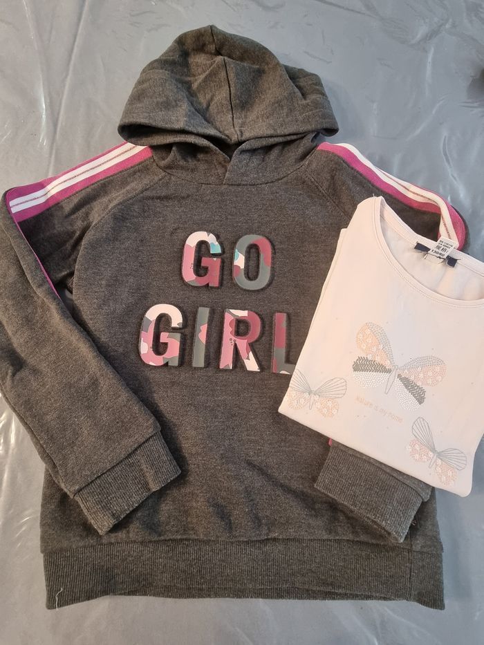 💜💜💜superbe Ensemble sweat, pantalon de jogging et teeshirt mc 7/8ans Fille 💜💜💜💜➡️