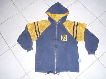 Sweat à capuche marine/moutarde WANABEE 10 ans