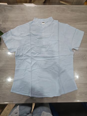 Neuve chemise homme manches courtes bleu ciel clair T L