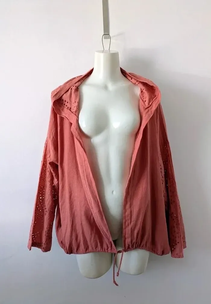 Veste brodée en lin et coton à capuche - Culture Sud - taille unique