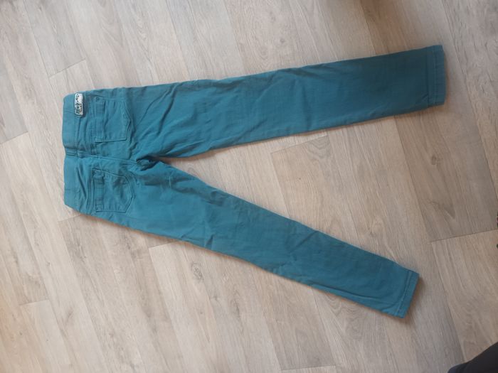 pantalon  10 ans fille okaidi tregging ceintire elastiue bleu petrole - photo numéro 4