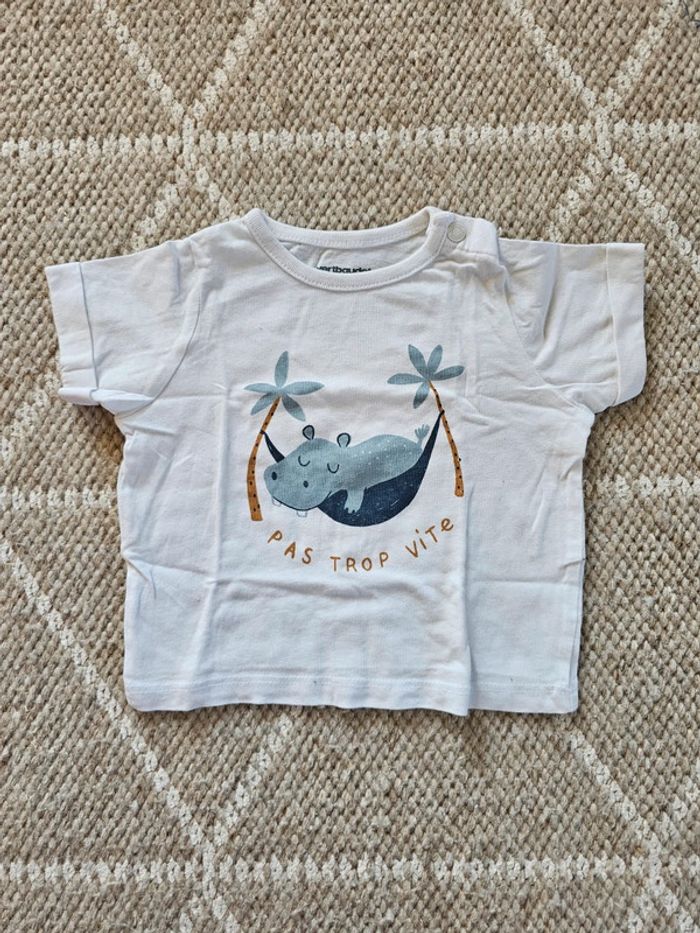 Ensemble tee-shirt/short hippopotame - Vertbaudet - 6 mois/67 cm - photo numéro 2