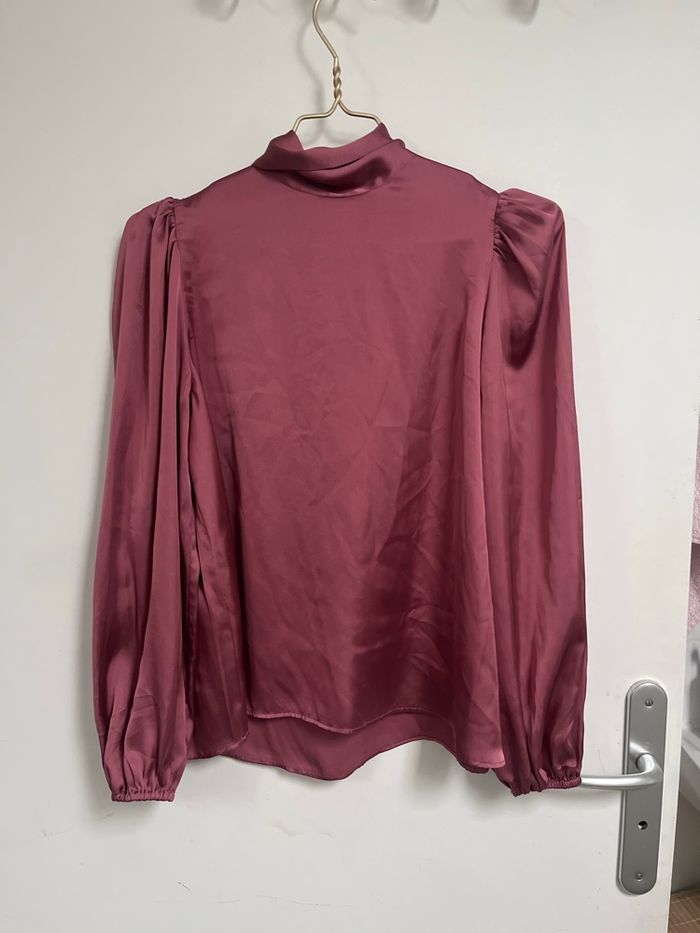 ZARA blouse satin rose bordeaux - photo numéro 2