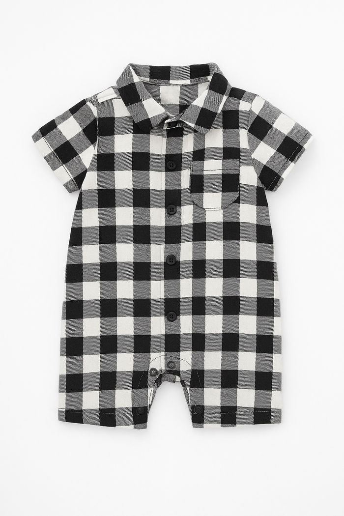 Combinaison bébé garçon 9 mois – carreaux noir et blanc