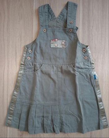 Robe a bretelles kaki natalys 3 ans