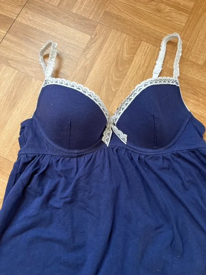 Robe nuisette en dentelle bleu et blanc Jennyfer - photo numéro 2