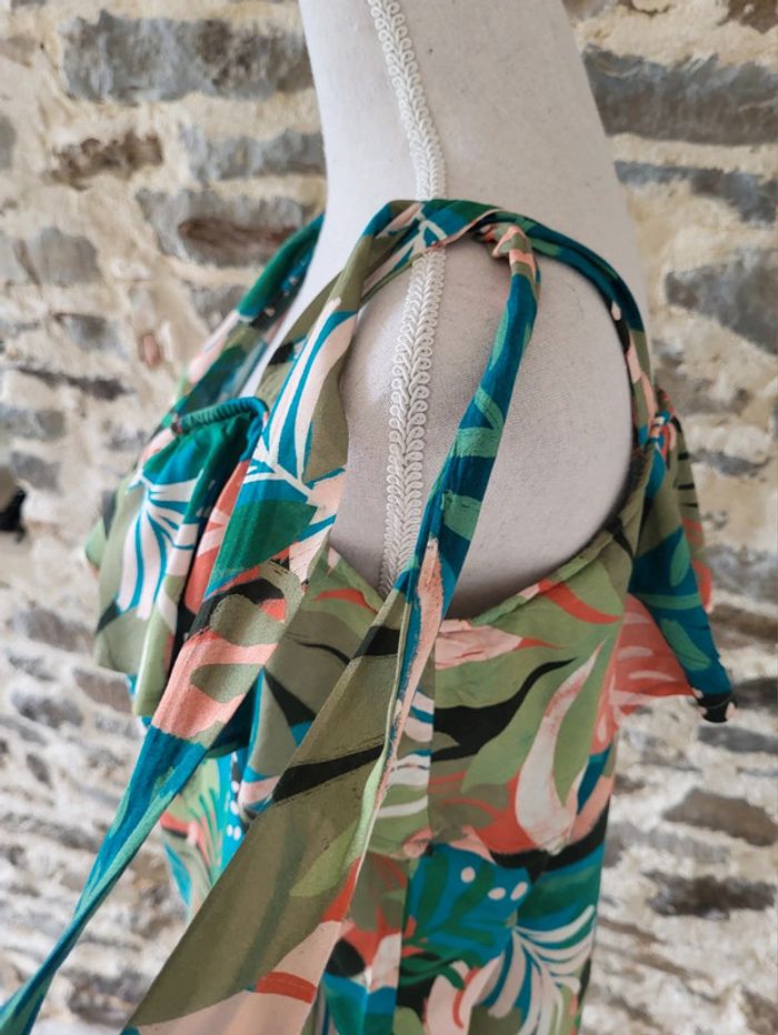 Blouse à motifs feuilles vert rose kaki La Redoute Taille 44 - photo numéro 6