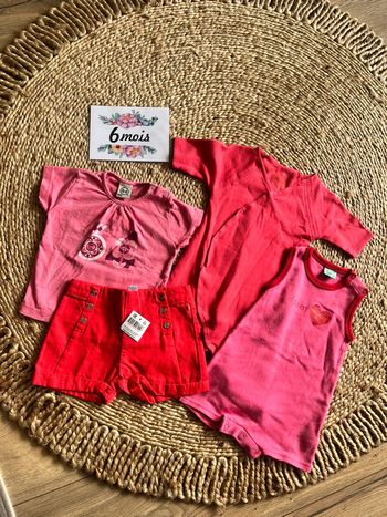 Lot été rouge rose 6 mois