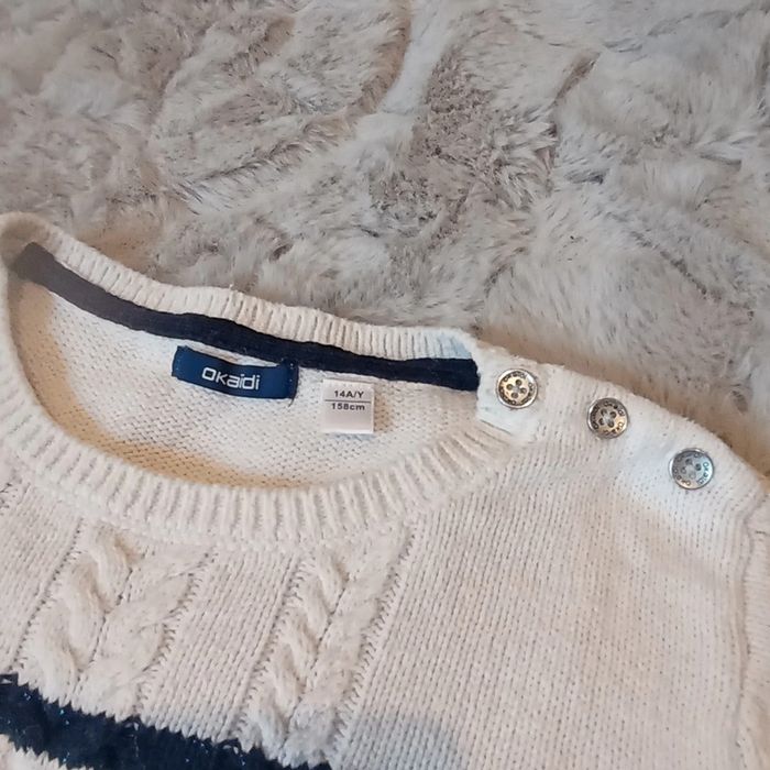 Joli pull chaud style marinière pailleté 14 ans 🌹 Okaïdi 🌹 très bon état - photo numéro 4