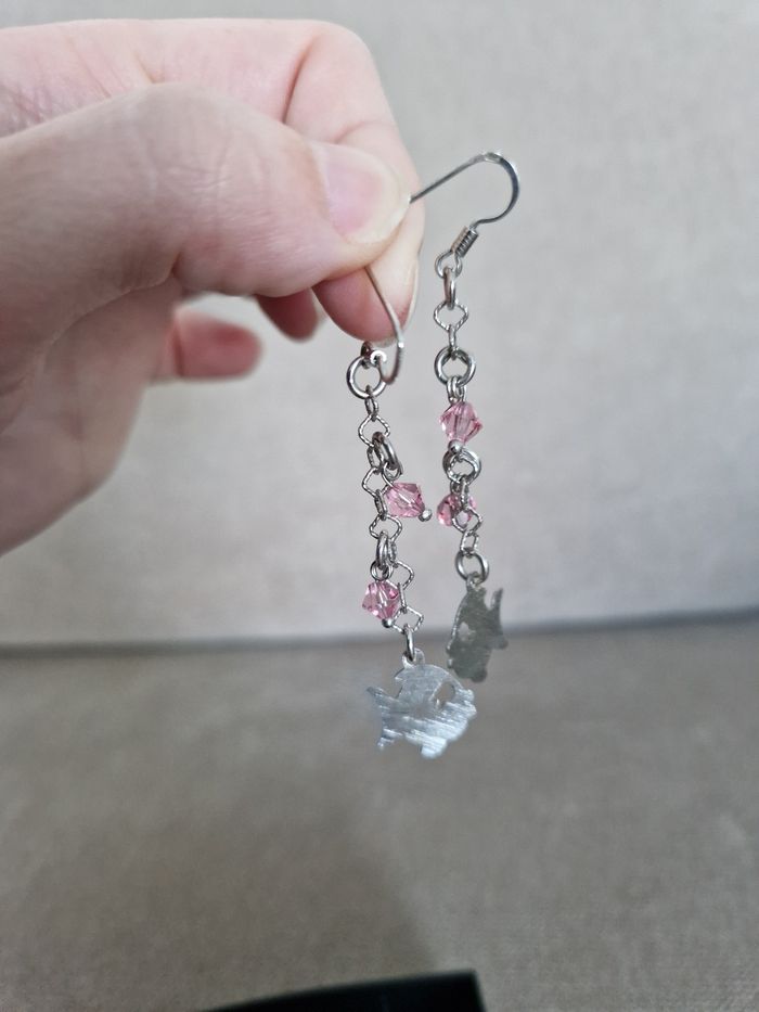 Boucles d'oreilles pendantes poissons argent 925/1000 - photo numéro 8