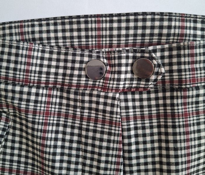 Pantalon skinny femme à carreaux blanc, noir et bordeaux - Taille 36 - Tally Weijl - photo numéro 2