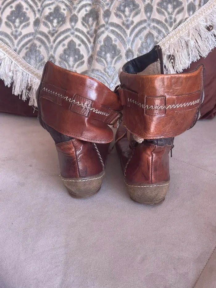 Boots Coco & abricot cuir - photo numéro 3