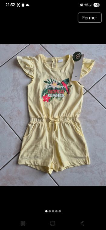 Combinaison short jaune 
