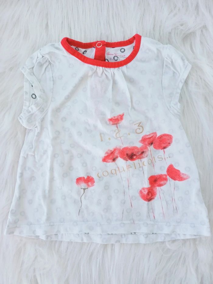 T shirt avec coquelicots 9 mois -71cm N*0198