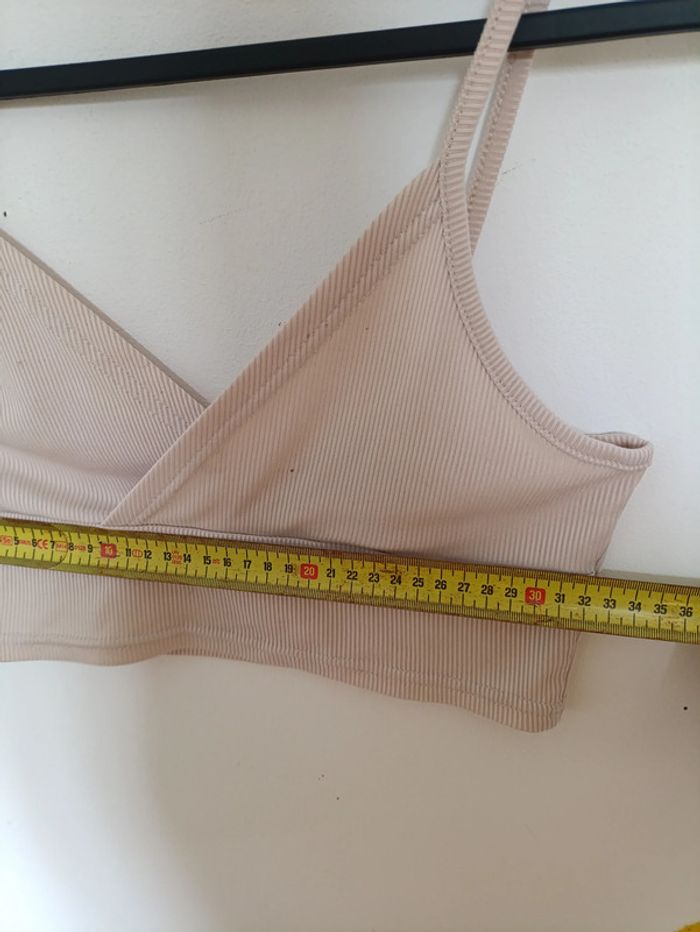 Bralette côtelée beige – cute crop top XS - photo numéro 3