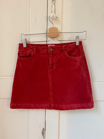 Jupe courte en velours milleraie rouge Okaïdi 14 ans