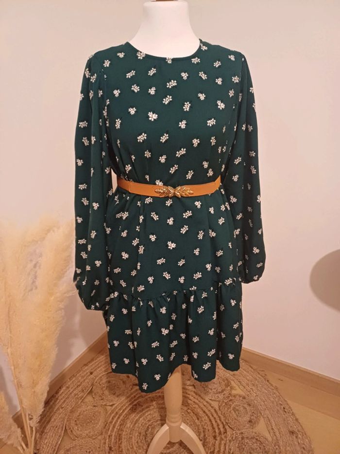 Robe verte foncée Fleurie Tiffosi taille L/XL 40/42 - photo numéro 7