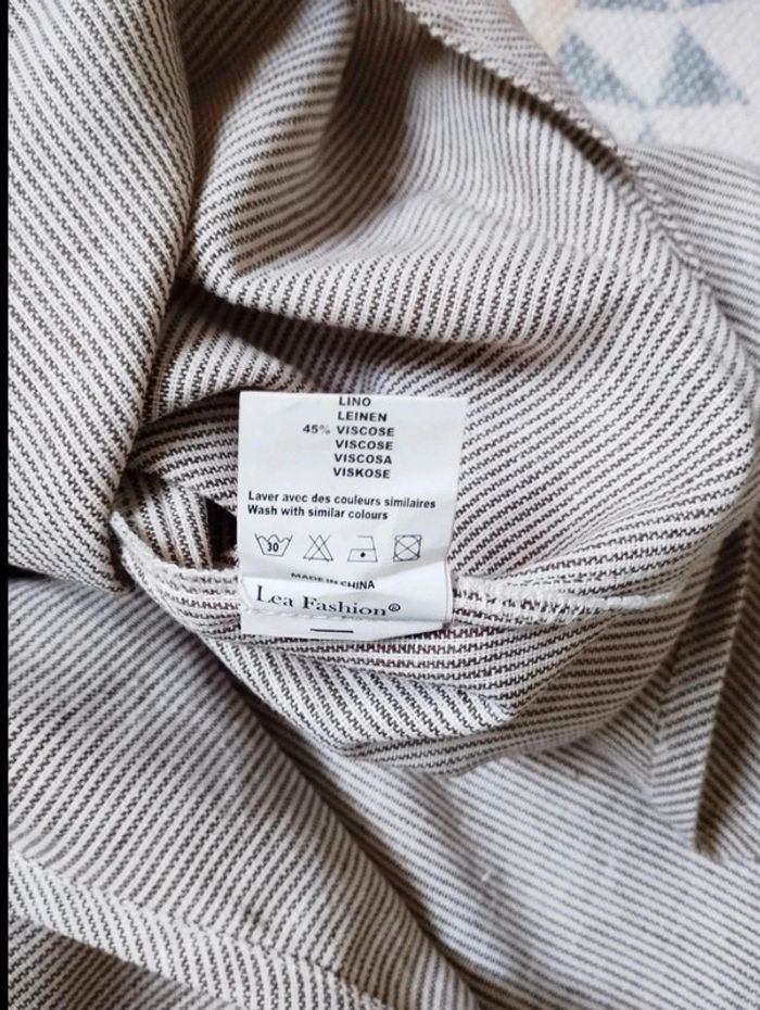 Robe chemise - Écru rayée marron - Lin Viscose - Léa Fashion - S - Excellent État - photo numéro 10