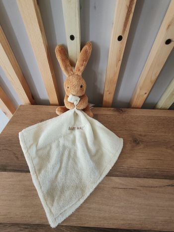 Lapin marron baby na mouchoir blanc