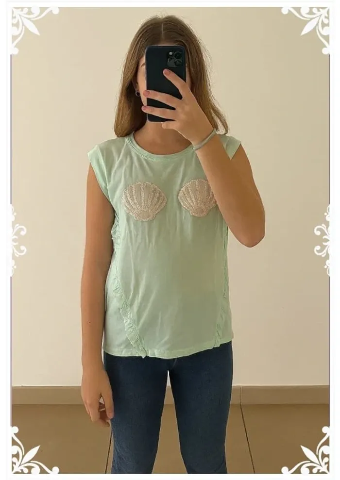 T short turquoise enfant fille taille 12 ans Kiabi - photo numéro 2