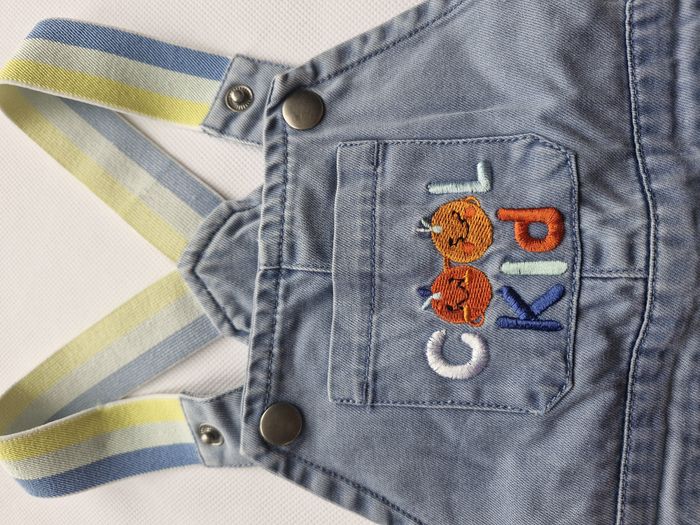 Salopette courte 24 mois Mots d’enfants Bleu clair Cool Kid citrouilles inscription Smile - photo numéro 2
